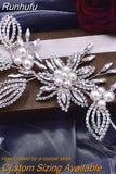 Runhufu HP445 Luxury Bridal Headpiece Set Crystal Flower Wedding Headband Women Hair Ornament Jewelry Pearls Bride Headdress