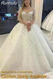 Runhufu Beading Wedding Dresses Long Sleeves 2023 Women's A Series Vestido De Noiva Lace Up Pageant Beading Bridal Gowns Robe