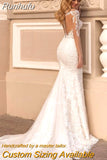 Runhufu Detachable 2 In 1 Wedding Dress Embroidered Lace On Net With Train V-neck Sleeveless Vintage Bride Gowns Vestido De Novia