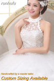 runhufu White Applique 2023 Sweet Princess Wedding Dress Strapless Plus Size Wedding Gowns Retro Lotus Bridal Dress