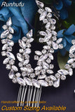 Runhufu HP499 Crystal Flower Bridal Comb Rhinestone Wedding Hair Accessories Bride Tiara and Headdress Pageant Hair Jewelry