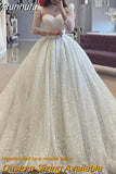 Runhufu Wedding Dress Embroidered Lace On Net With Ball Gown Train Elegant Boat Neck Full Sleeve bridal Gowns Button Robes De Ma