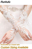 Runhufu New Lace Bride Wedding Gloves High-end Hand Sewn Diamond Finger Wedding Gloves Wedding Accessories Mariage