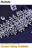 Runhufu Alloy Rhinestone Headband Wedding Head Piece Flower Bridal Hair Accessories Hair Comb Silver Hair Clips Headwear HP301