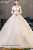 runhufu Sleeve Wedding Dresses 2023 Lace New Luxury Muslim Ball Gown Wedding Dress Custom Made Vestido De Noiva