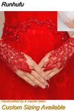 Runhufu New Lace Bride Wedding Gloves High-end Hand Sewn Diamond Finger Wedding Gloves Wedding Accessories Mariage