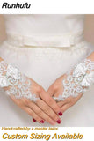 Runhufu New Lace Bride Wedding Gloves High-end Hand Sewn Diamond Finger Wedding Gloves Wedding Accessories Mariage