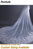 Runhufu Arrival Cathedral Lace Wedding Veil 2023 Luxury Long Bridal Veils Wedding Accessories