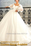 Runhufu Sweetheart Neckline A-Line Wedding Dresses Puff Sleeves Sweep Train Bridal Gowns Custom Made Vestidos De Novia