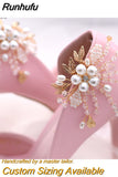 Runhufu 2pcs/lot Removable Bride High Heel Clip Rhinestone Wedding Shoes Buckle Women Decoration Pearls Floral Bead Shoe Clips