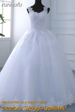 runhufu Video Spaghetti Straps White Ivory Tulle Bridal Ball Gown For Wedding Dresses New Luxury Pearls Marriage Customer Made