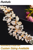 Runhufu Alloy Rhinestone Headband Wedding Head Piece Flower Bridal Hair Accessories Hair Comb Silver Hair Clips Headwear HP301