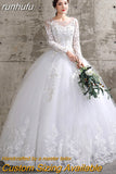 runhufu Dress 2023 New Birde Long Sleeve Ball Gown Luxury Lace Wedding Dresses Vestido De Noiva Robe De Mariee Plus Size