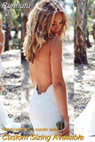 Runhufu Lace Backless Boho Wedding Dresses 2023 V-neck Spaghetti Straps Summer Mermaid Beach Wedding Gowns Bride Dresses