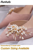 Runhufu 2pcs/lot Removable Bride High Heel Clip Rhinestone Wedding Shoes Buckle Women Decoration Pearls Floral Bead Shoe Clips