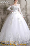 runhufu Dress 2023 New Birde Long Sleeve Ball Gown Luxury Lace Wedding Dresses Vestido De Noiva Robe De Mariee Plus Size