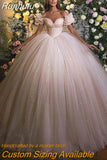 Runhufu Princess Wedding Dress Corset Sweetheart Neck Ball Gowns Glitter Tulle Bride Dresses Robe De Mariee Wedding Gowns