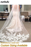 runhufu Tulle 3 Meters Long Cathedral Wedding Veils Lace Edge Bridal Veil Veu de Noiva Longo Wedding Accessories