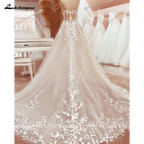 runhufu Lace Appliques Sweetheart Glitter A Line Boho Wedding Dress 2023 Robe Femm Civil Beach Wedding Bridal Gowns Elegant