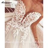 runhufu Lace Appliques Sweetheart Glitter A Line Boho Wedding Dress 2023 Robe Femm Civil Beach Wedding Bridal Gowns Elegant