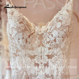 runhufu Spaghetti Straps Mermaid Wedding Dresses Champagne Bride Dress Lace Vestido de Noiva Sereia Wedding Gowns