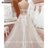 runhufu Lace Appliques Sweetheart Glitter A Line Boho Wedding Dress 2023 Robe Femm Civil Beach Wedding Bridal Gowns Elegant