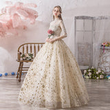 runhufu Dress 2023 Muslim Half Sleeve High Neck Lace Up Ball Gown Princess Champagne Vintage Wedding Dresses Hs778