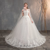 Runhufu Chinese Wedding Dress With Long Cap Lace Wedding Gown With Long Train Embroidery Princess Plus Szie Bridal Dress