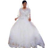runhufu Wedding Dress 2023 O-neck Bridal Dress With Train Lace Up Ball Gown Princess Luxury Lace Wedding Gowns Customize