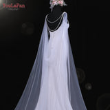 Runhufu G33 Wedding Cape Bridal Shawl White Tulle Long Cape Cloak Shawl Shrugs Women Party Jackets Wedding Accessories