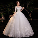 runhufu Sleeve Empire Illusion Wedding Dress For Pregnant Ball Gown 2023 Lace Embroidery Wedding Dress Robe De Mariee