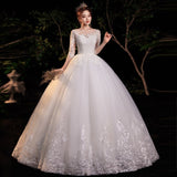 Runhufu Sleeve Empire Illusion Wedding Dress For Pregnant Ball Gown 2023 Lace Embroidery Wedding Dress Robe De Mariee