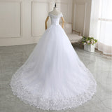 runhufu New Arrival Wedding Dress Sleeveless Organza Court Train Lace Up Ball Gown Off The Shoulder Princess Wedding Gown