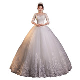 runhufu Sleeve Empire Illusion Wedding Dress For Pregnant Ball Gown 2023 Lace Embroidery Wedding Dress Robe De Mariee