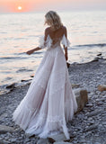 Runhufu Wedding Dresses Tempting Nude Champagne V Neck Chic Sleeves Straps Ruffles Lace A Line Backless Bridal Gowns