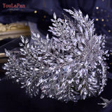 Runhufu HP420 Luxury Bridal Tiara Wedding Headband Rhinestone Wedding Hair Accessories Handmade Bride Headpiece Head Jewelry
