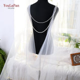 Runhufu G33 Wedding Cape Bridal Shawl White Tulle Long Cape Cloak Shawl Shrugs Women Party Jackets Wedding Accessories