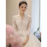 Runhufu Wedding Dress 2023 Long Sleeve New Winter V-neck Flower Ball Gown Princess Wedding Dresses Vestido De Noiva