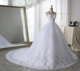 runhufu White Wedding Dress 2023 Sexy V-neck Bridal Dress With Train Luxury Lace Ball Gown Princes Vestido De Noiva Plus Size