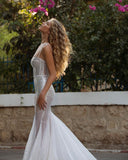 runhufu Shinny Sequined Mermaid Wedding Dresses Sweetheart Spaghetti Straps Bride Dress Custom Made Princess Bride Gown