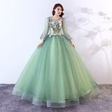 Runhufu Quinceanera Dress Party Prom Formal Dress Full Sleeve Ball Gown Sweet Floral Print Quinceanera Dresses Vestido 15 Anos