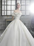 runhufu The Shoulder Flower Satin Wedding Dress 2023 New Floor Length Light Simple Bridal Dress Robe De Mariee