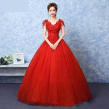 Runhufu Wedding Dress The Red V-neck Ball Gown Vintage Wedding Dresses Lace Embroidery Vestido De Noiva