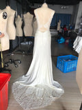 Runhufu Boho Wedding Dresses V-Neck Appliques Lace Keyhole Back Mermaid Wedding Gown Custom Made Bride Dresses Real Photos