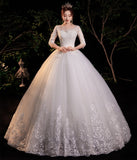 runhufu Sleeve Empire Illusion Wedding Dress For Pregnant Ball Gown 2023 Lace Embroidery Wedding Dress Robe De Mariee