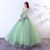 Runhufu Quinceanera Dress Party Prom Formal Dress Full Sleeve Ball Gown Sweet Floral Print Quinceanera Dresses Vestido 15 Anos