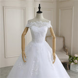 runhufu New Arrival Wedding Dress Sleeveless Organza Court Train Lace Up Ball Gown Off The Shoulder Princess Wedding Gown