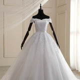 runhufu Dress 2023 The Elegant Boat Neck Ball Gown Off The Shoulder Princess Luxury Lace Embroidery Wedding Dresses