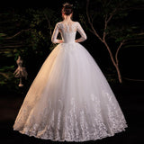 runhufu Sleeve Empire Illusion Wedding Dress For Pregnant Ball Gown 2023 Lace Embroidery Wedding Dress Robe De Mariee