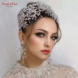 Runhufu Luxury Headpiece for Bride Rhinestone Crown Wedding Tiaras Bridal Hair Accessories Women Tiara Pageant Headband HP385